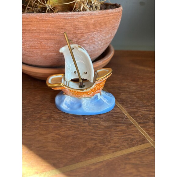 French Limoges Sailing Ship Porcelain Galleon At Sea Figurine - Made in France - Picture 3 of 6